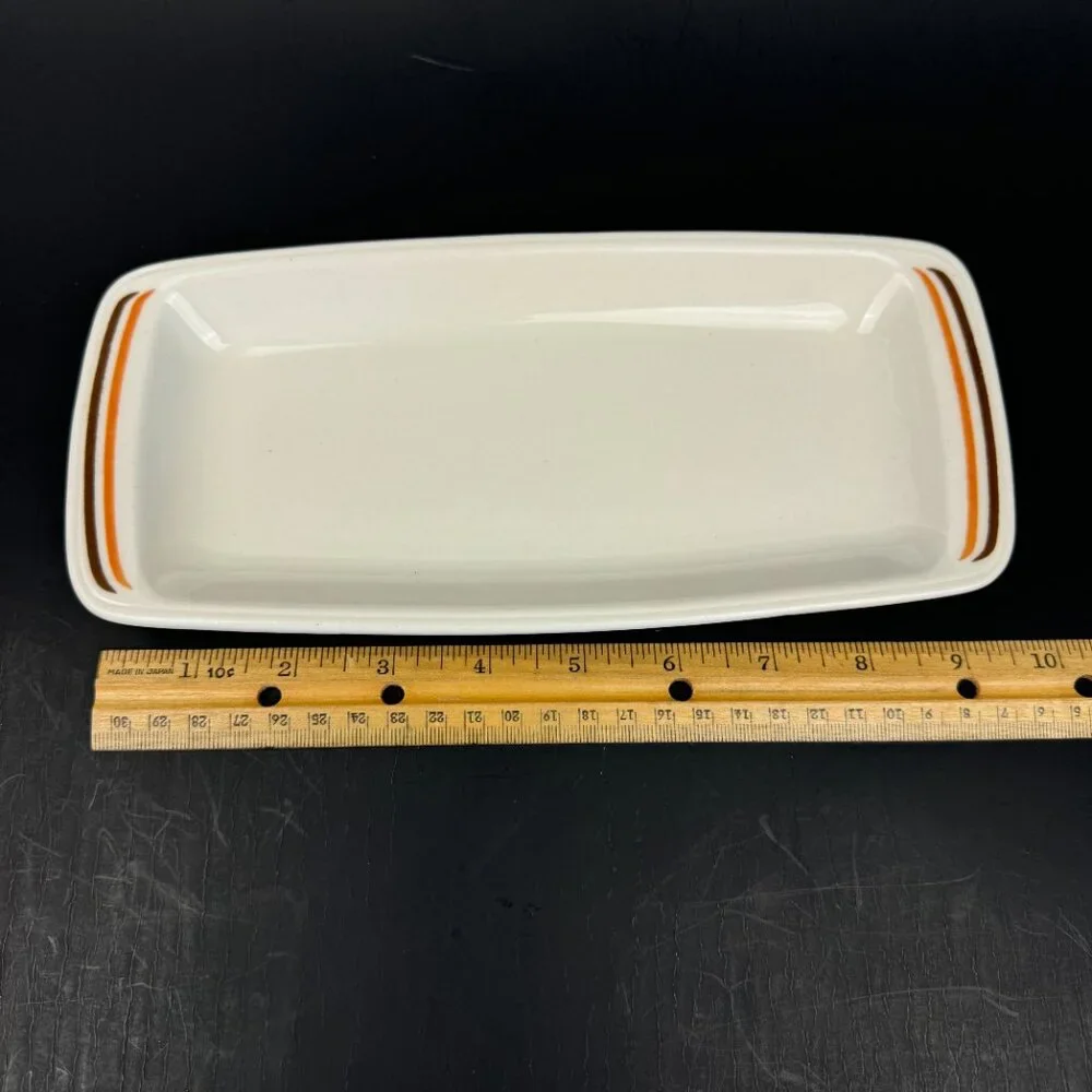 Vtg Mark Buffalo USA Restaurant Ware Thin Rectangular Dish Decor Orange Brown‎